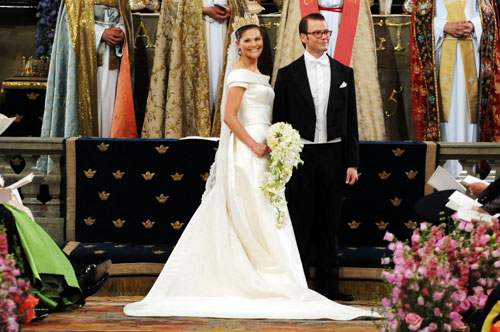 The wedding took place in Stockholm Cathedral on the 34th anniversary of her